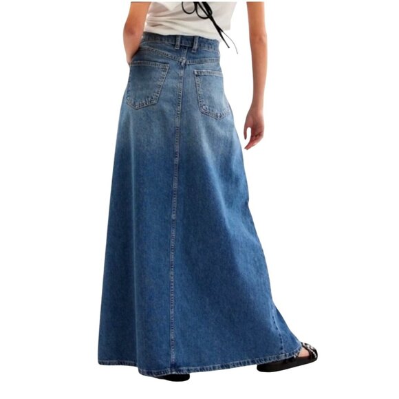 Free People We The Free Come As You Are Maxi Denim Skirt Womens Size 12 - Picture 16 of 16
